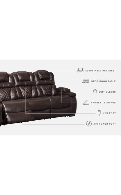 Warnerton PWR REC Sofa with ADJ Headrest