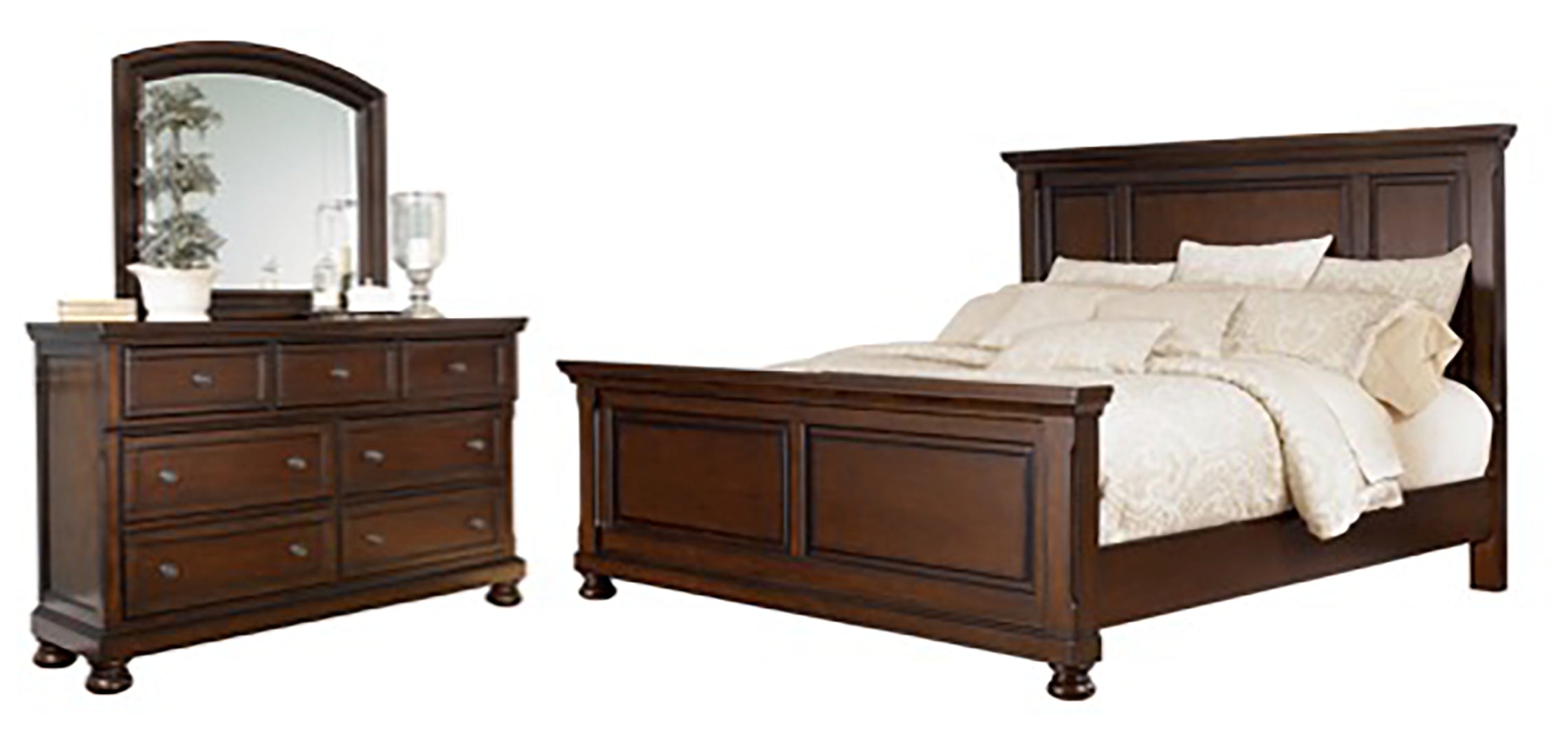 Porter King Panel Bed with Mirrored Dresser