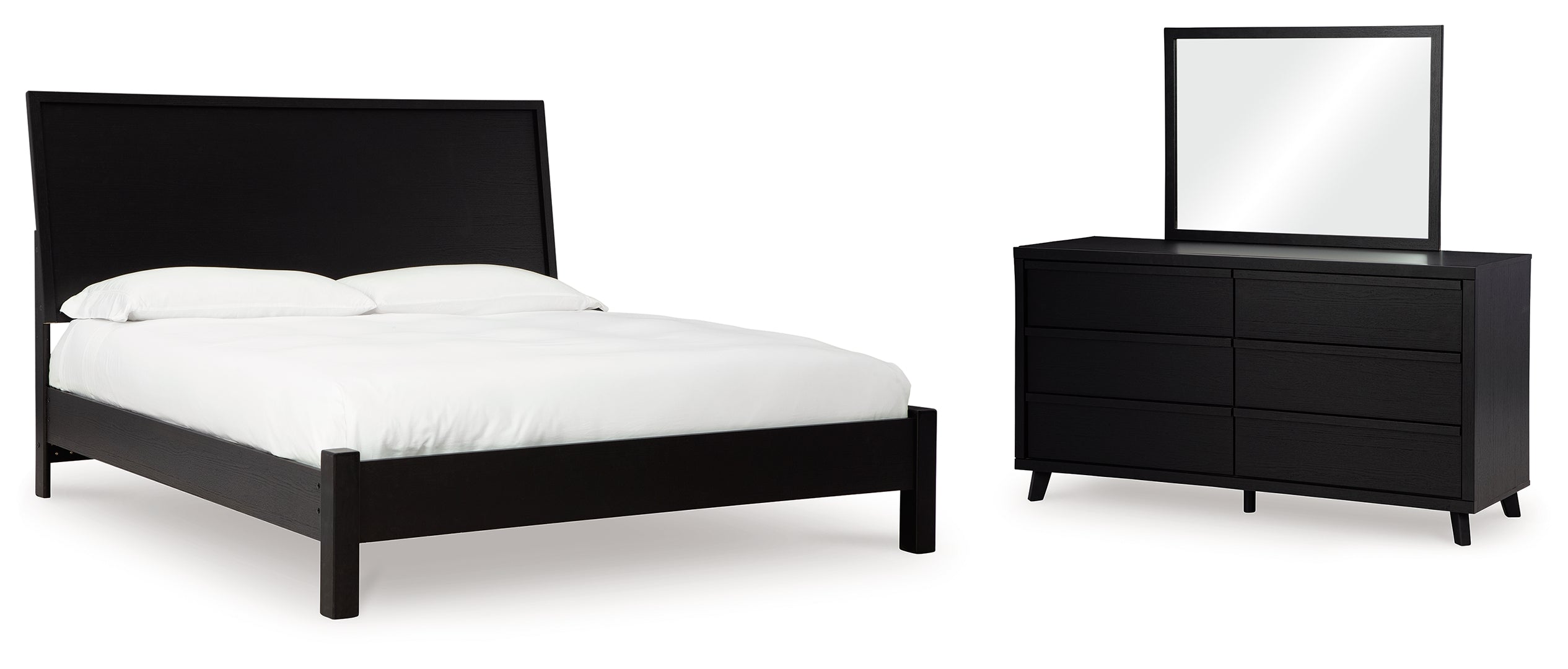 Danziar Queen Panel Bed with Mirrored Dresser