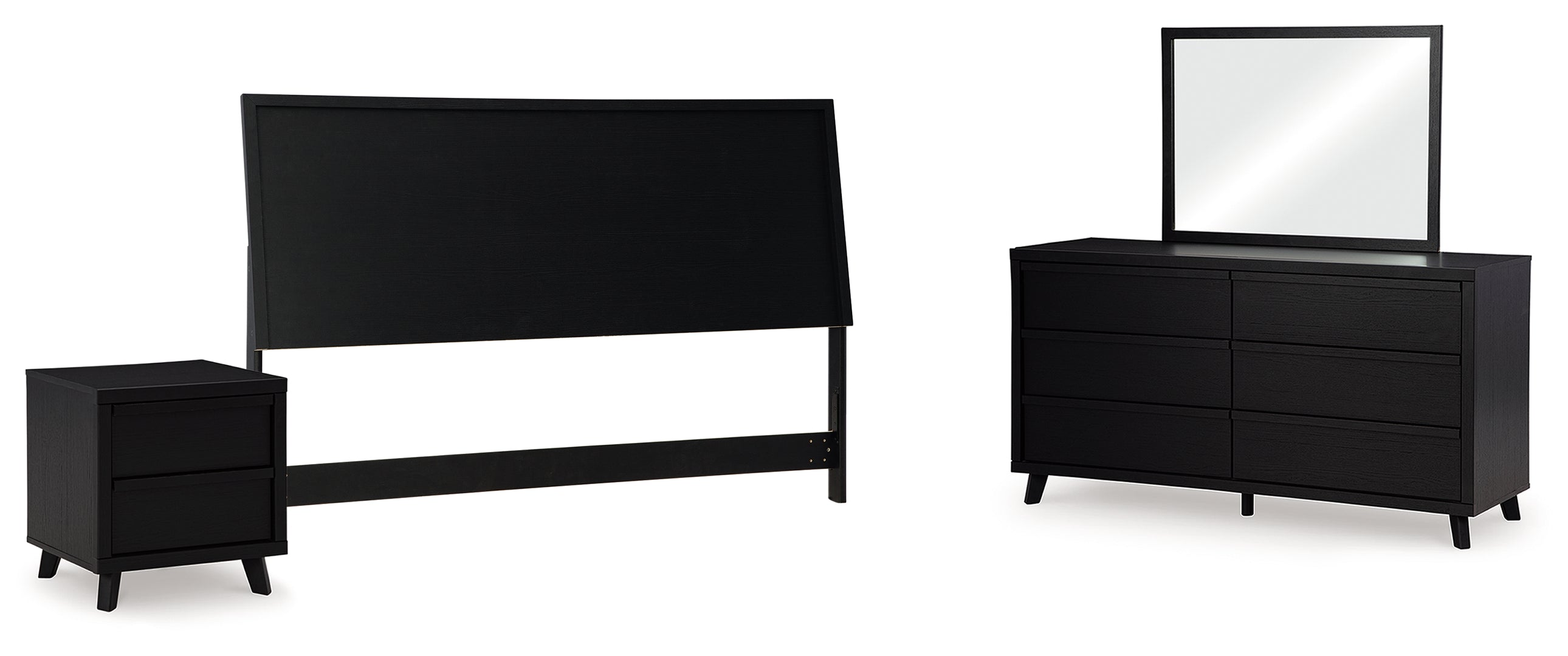 Danziar King Panel Headboard with Mirrored Dresser and Nightstand