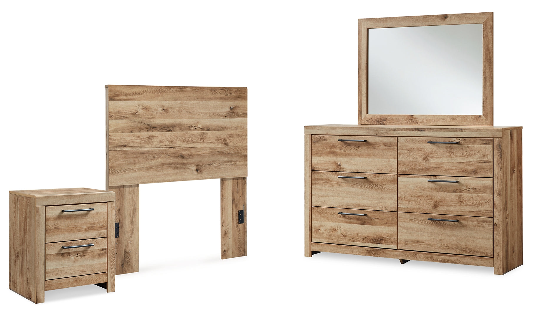 Hyanna Twin Panel Headboard with Mirrored Dresser and Nightstand