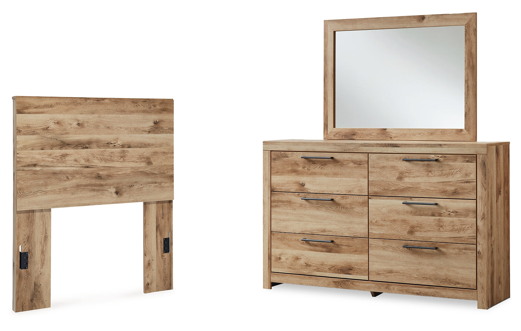 Hyanna Twin Panel Headboard with Mirrored Dresser