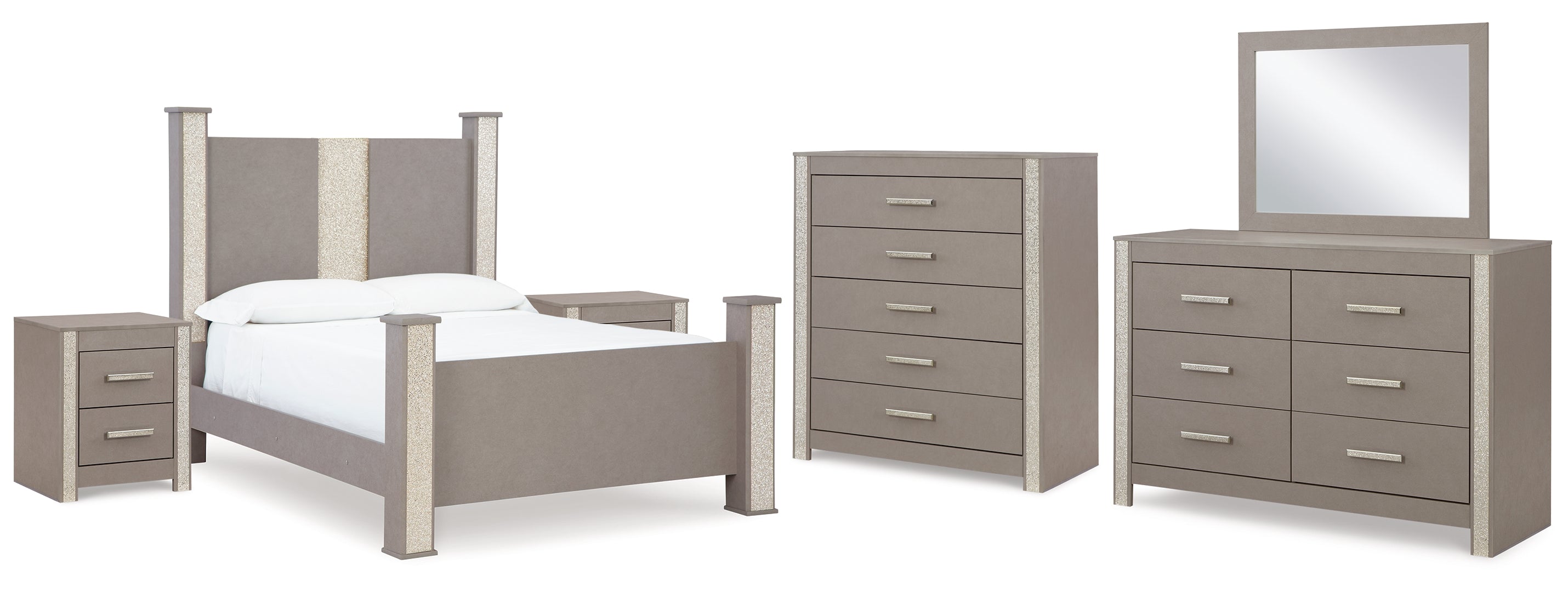 Surancha Grey Panel Bedroom Set