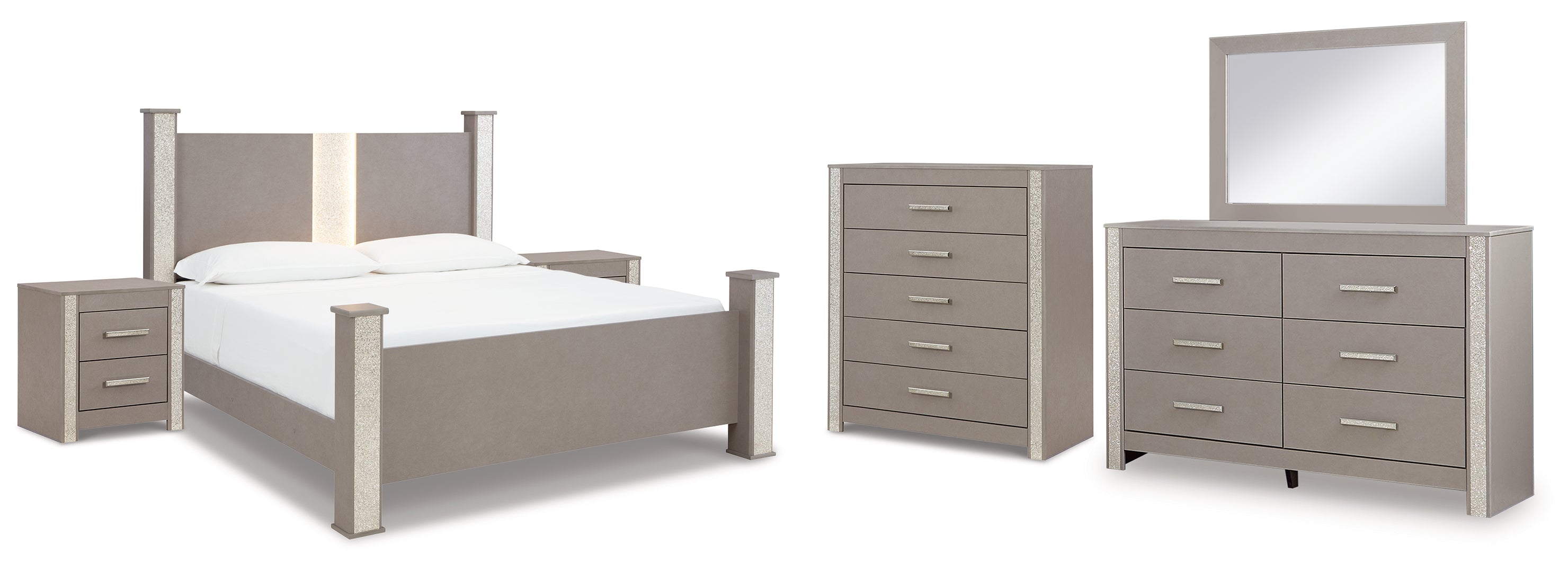 Surancha Grey Panel Bedroom Set