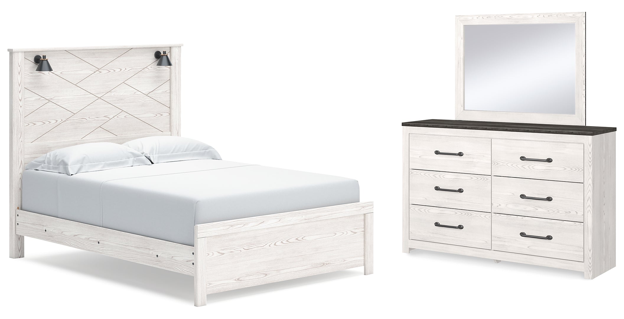 Gerridan Queen Panel Bed with Mirrored Dresser