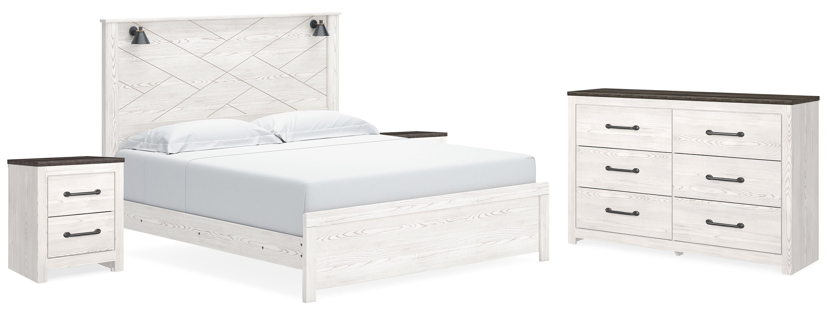 Gerridan King Panel Bed with Dresser and 2 Nightstands