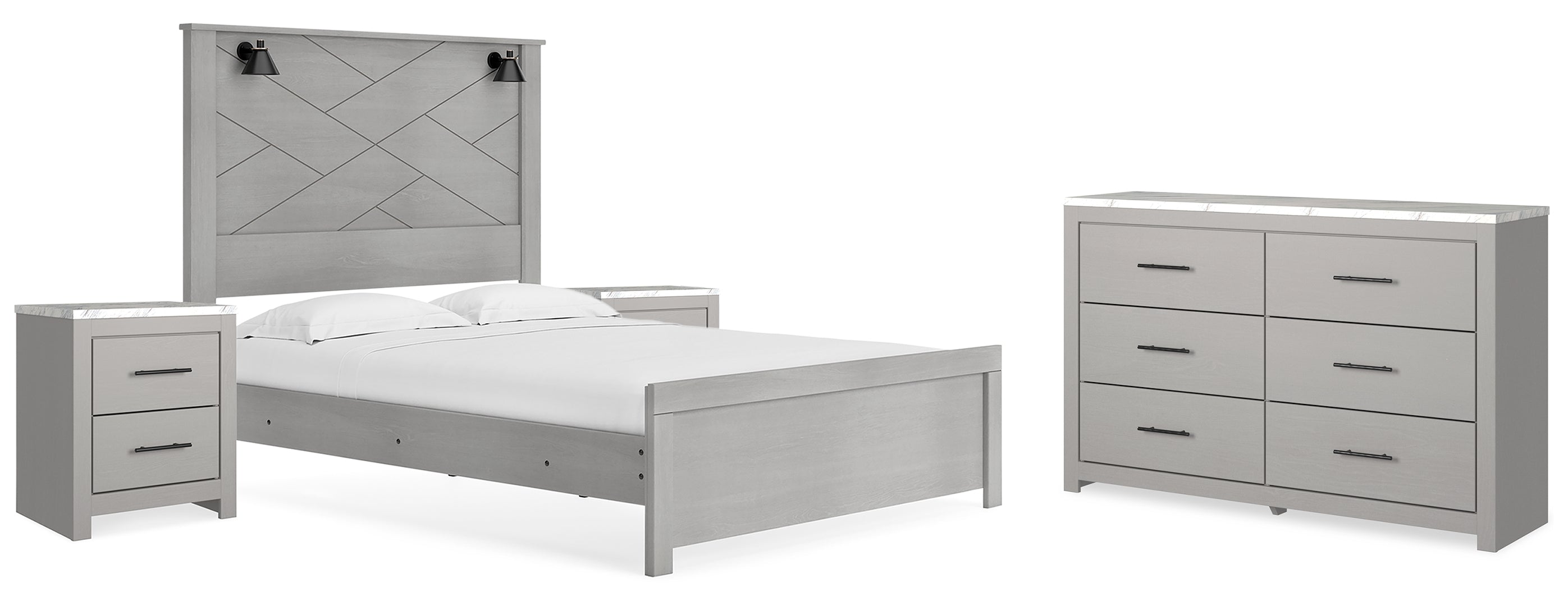 Cottonburg Queen Panel Bed with Dresser and 2 Nightstands