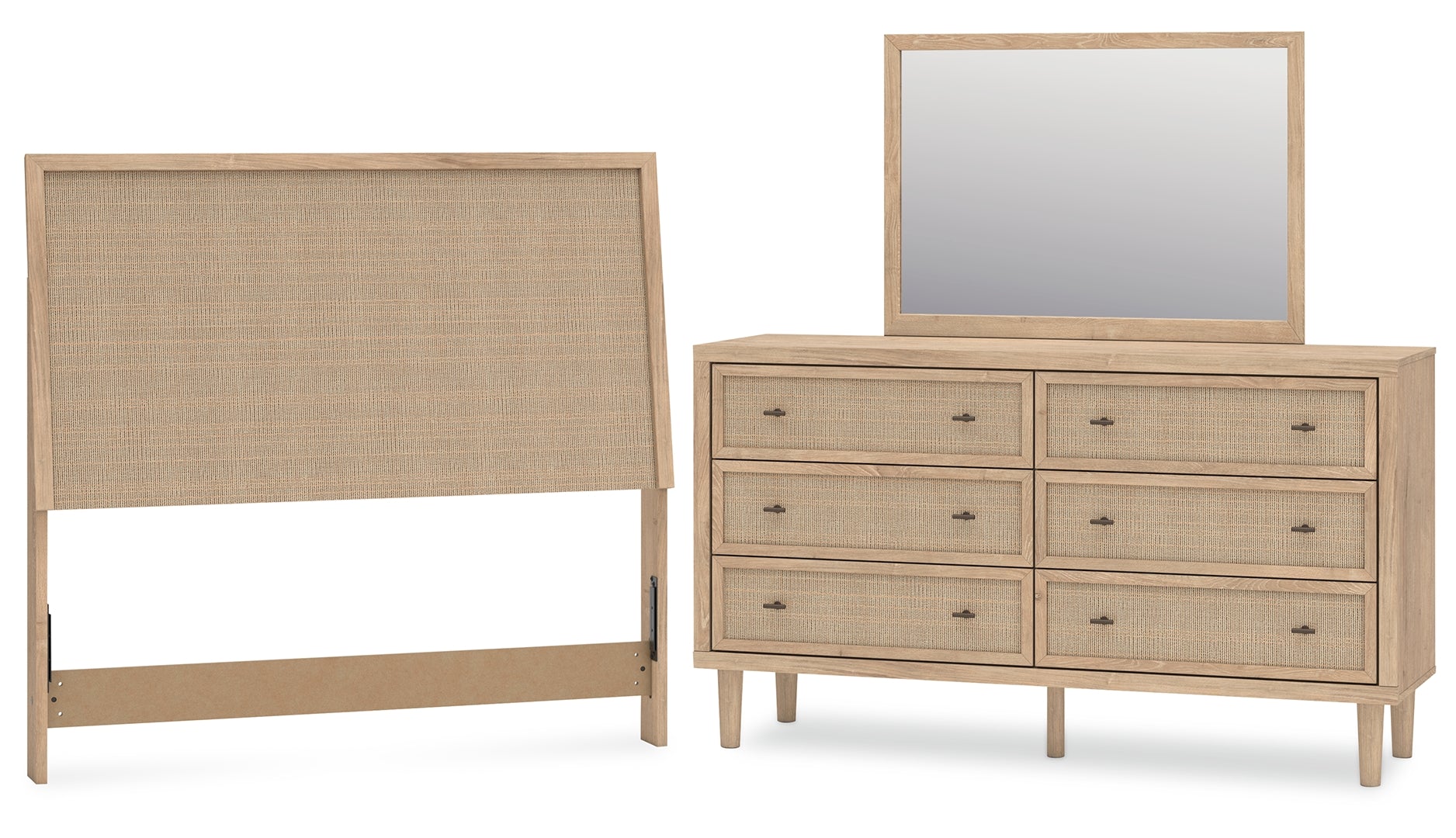 Cielden Full Panel Headboard with Mirrored Dresser