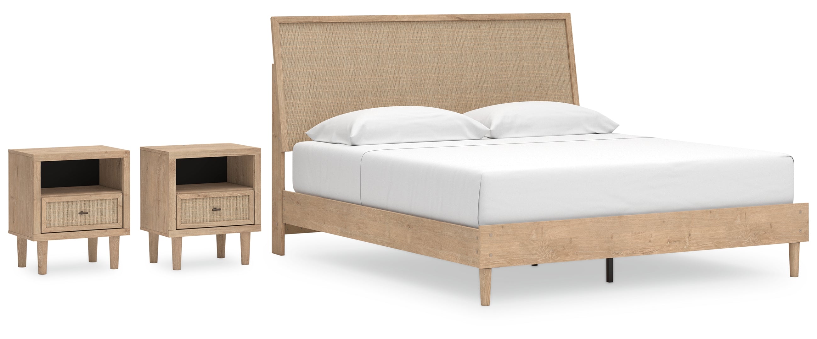 Cielden King Panel Bed with 2 Nightstands