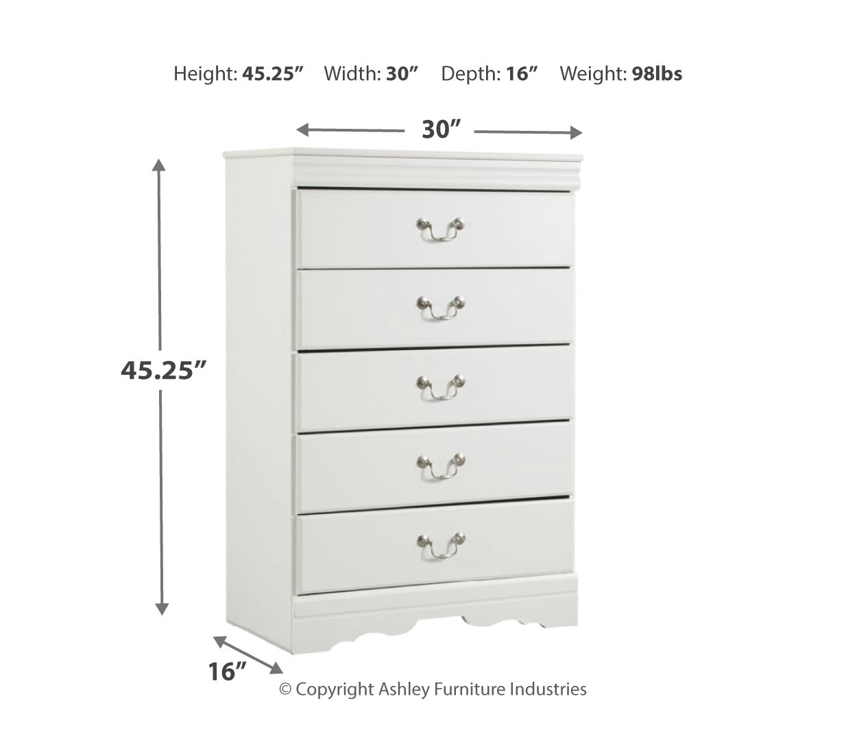 Anarasia Five Drawer Chest