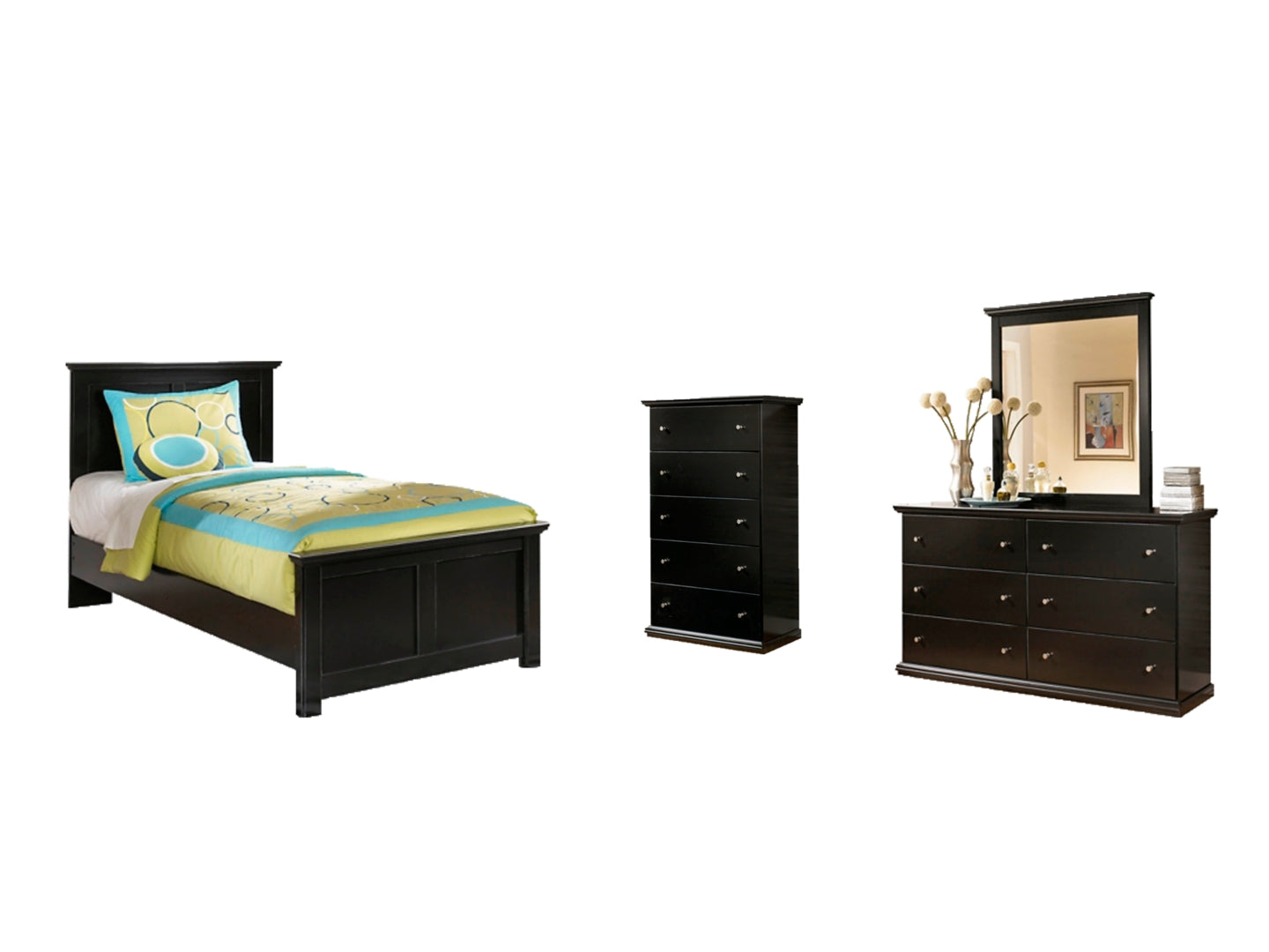 Maribel Black Panel Bedroom Set