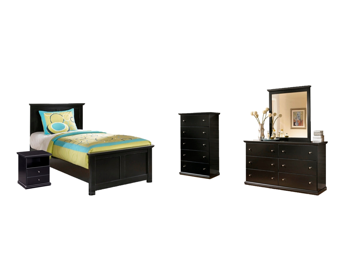 Maribel Black Panel Bedroom Set