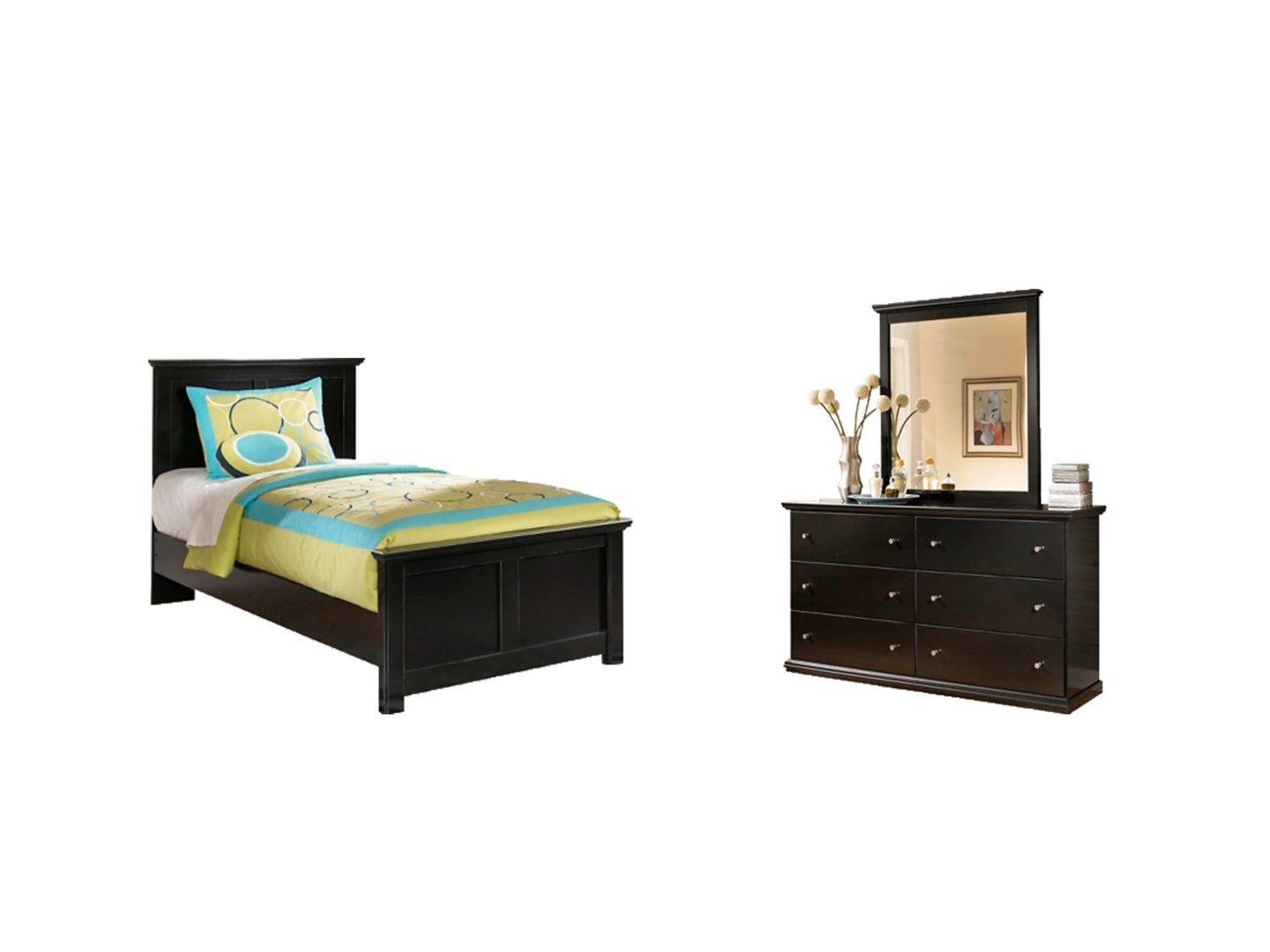 Maribel Black Panel Bedroom Set