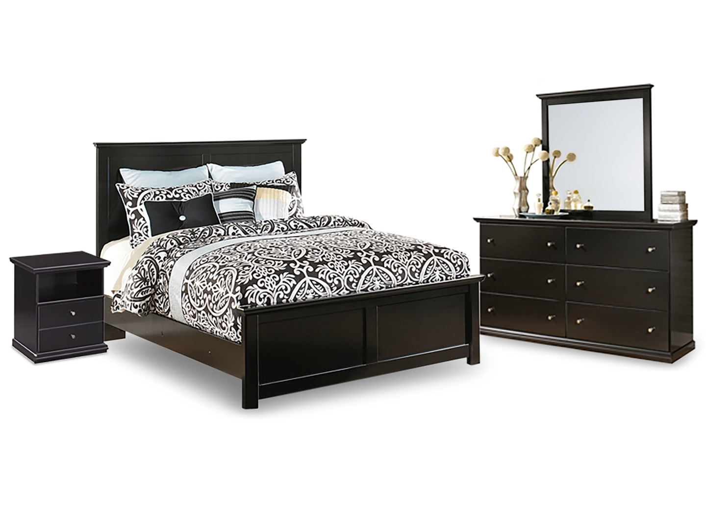 Maribel Black Panel Bedroom Set