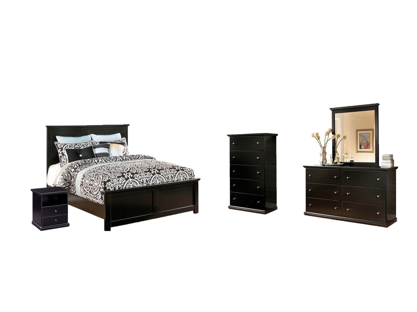 Maribel Black Panel Bedroom Set