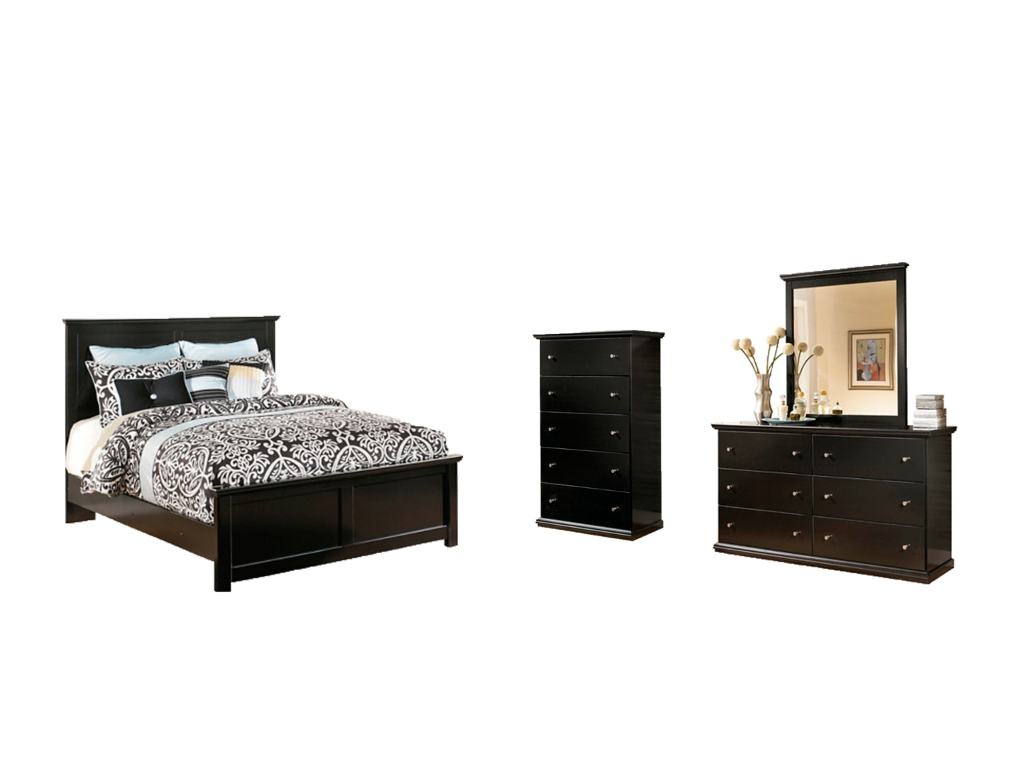 Maribel Black Panel Bedroom Set