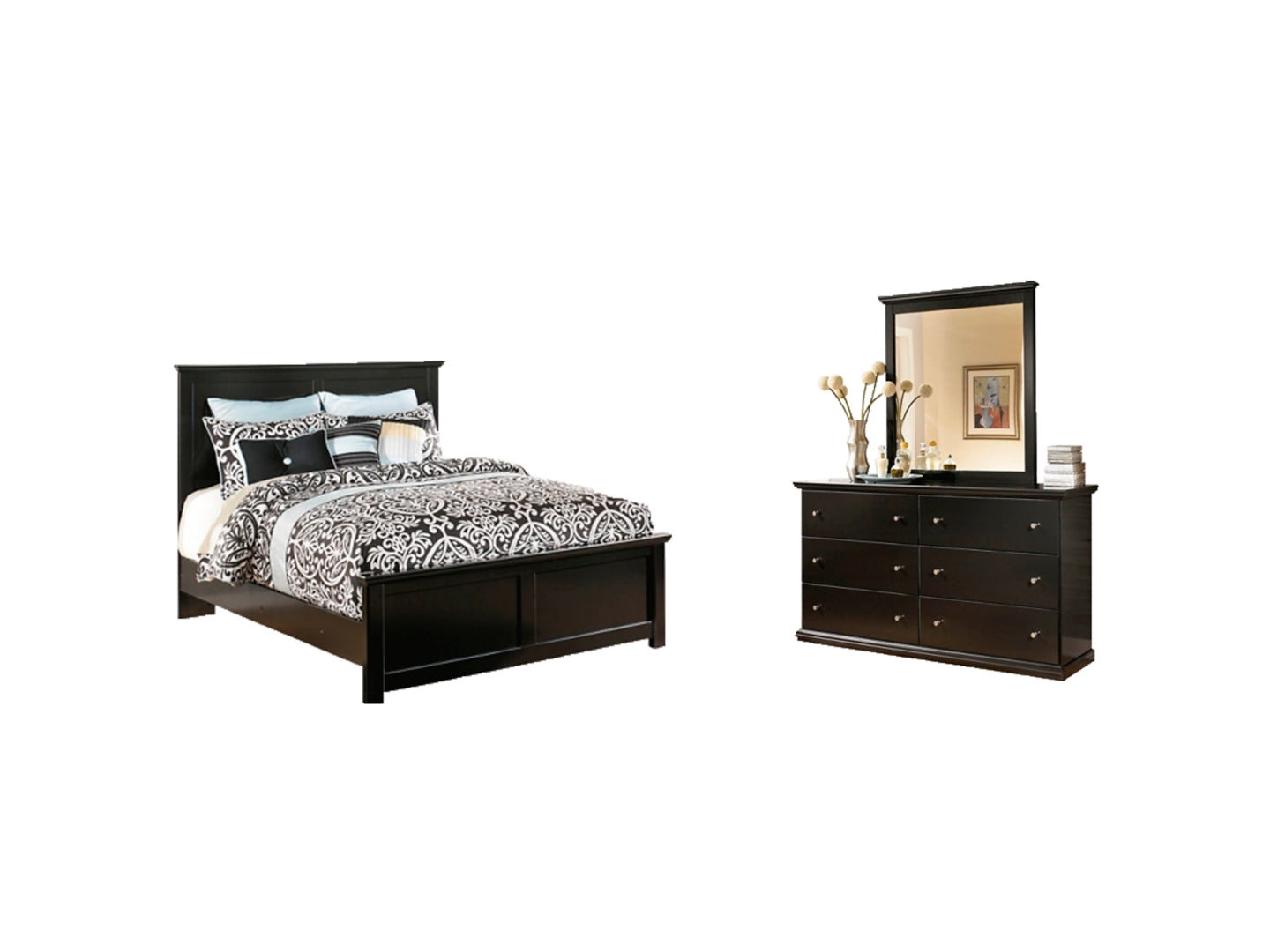 Maribel Black Panel Bedroom Set