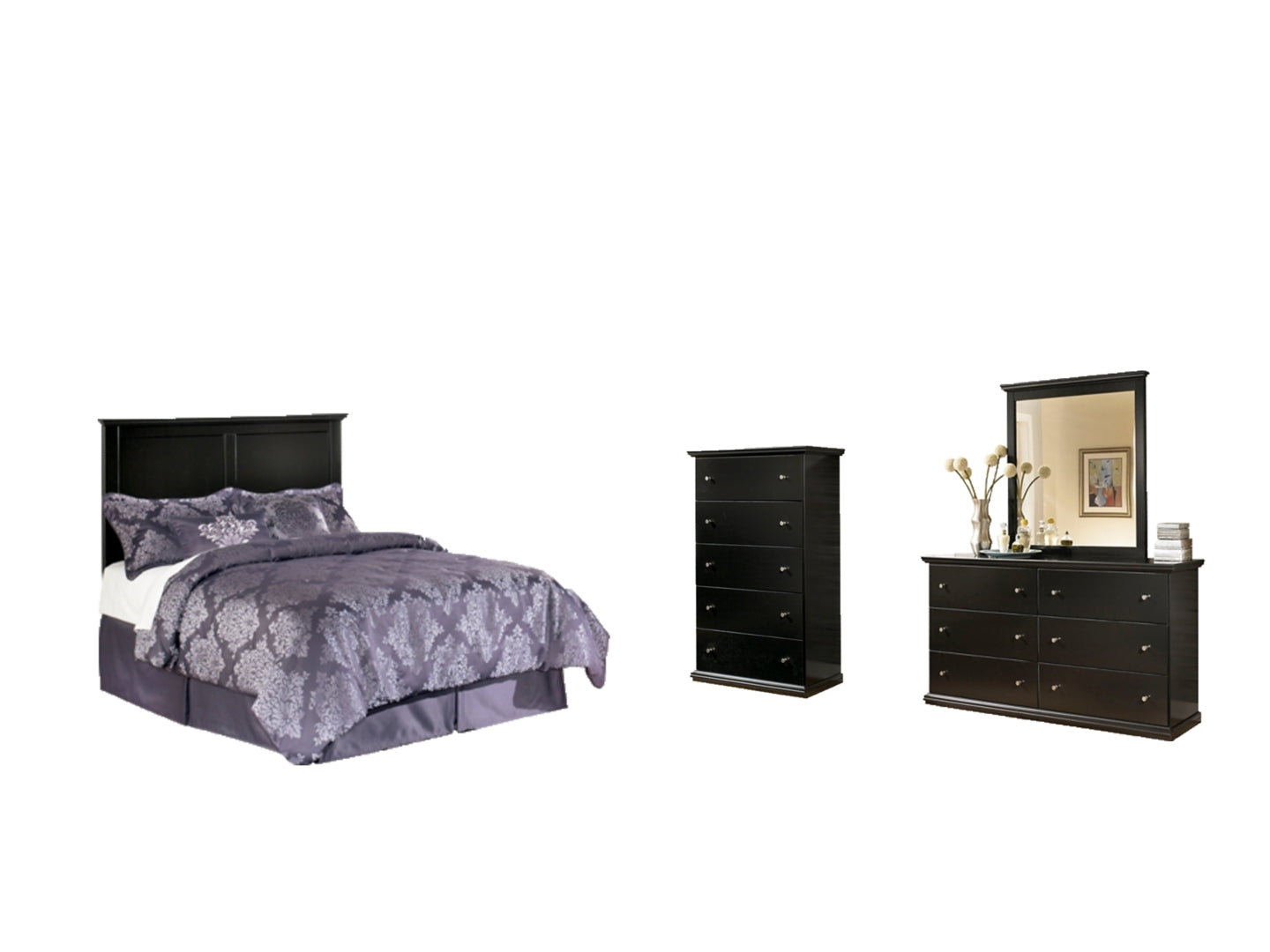 Maribel Black Panel Bedroom Set