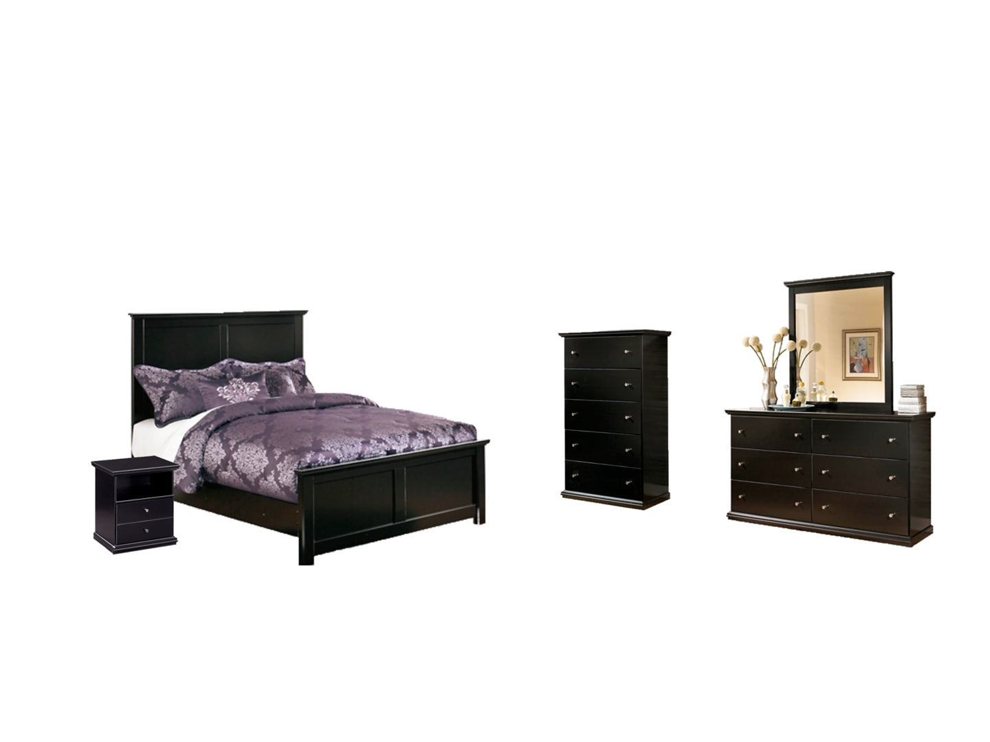 Maribel Black Panel Bedroom Set