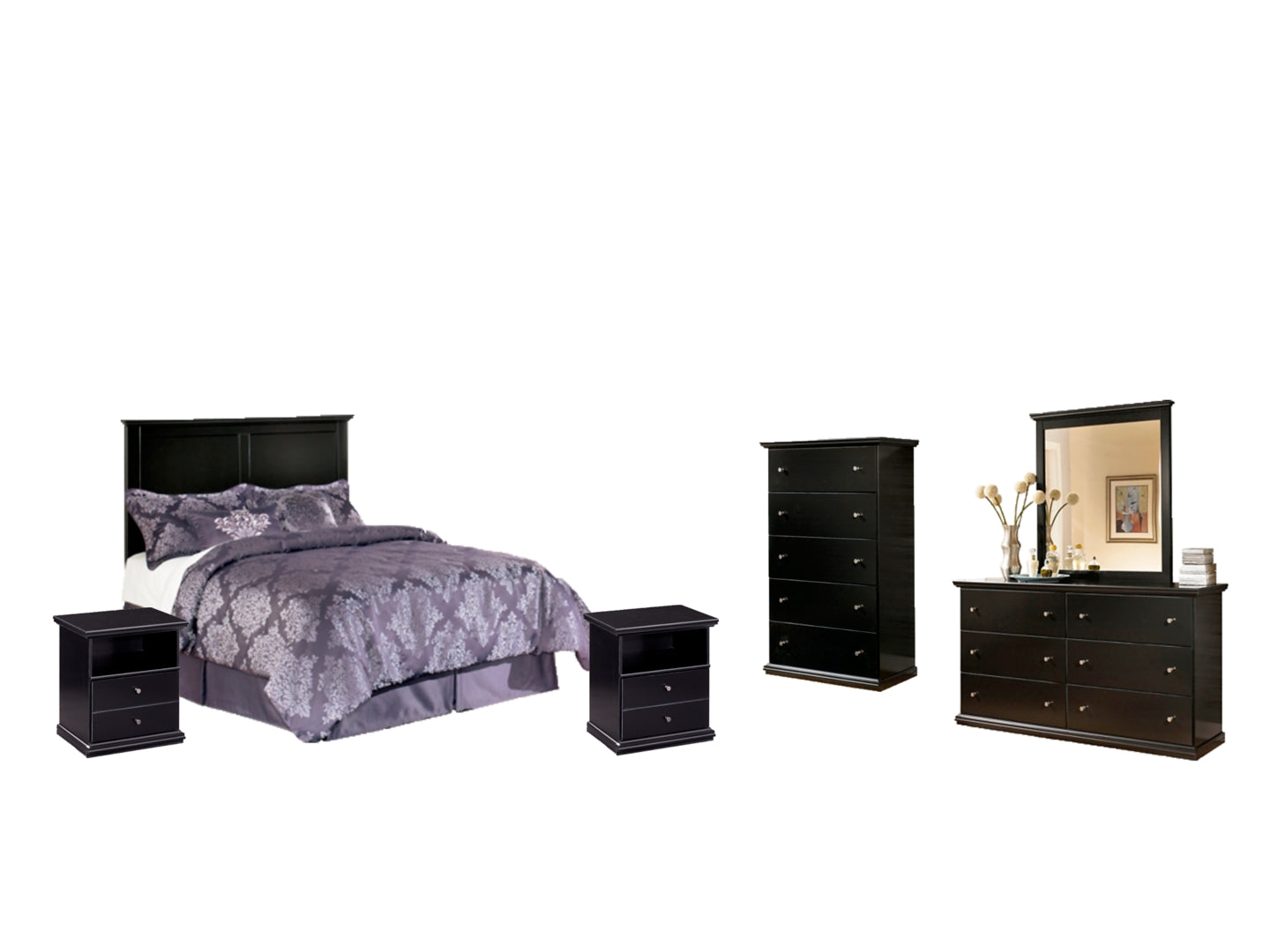 Maribel Black Panel Bedroom Set