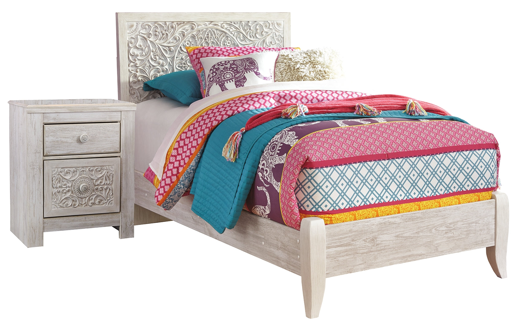 Paxberry Twin Panel Bed with Nightstand