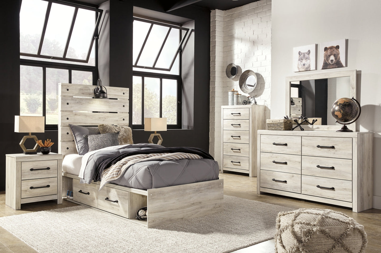 Cambeck Panel Bed with 2 Storage Drawers