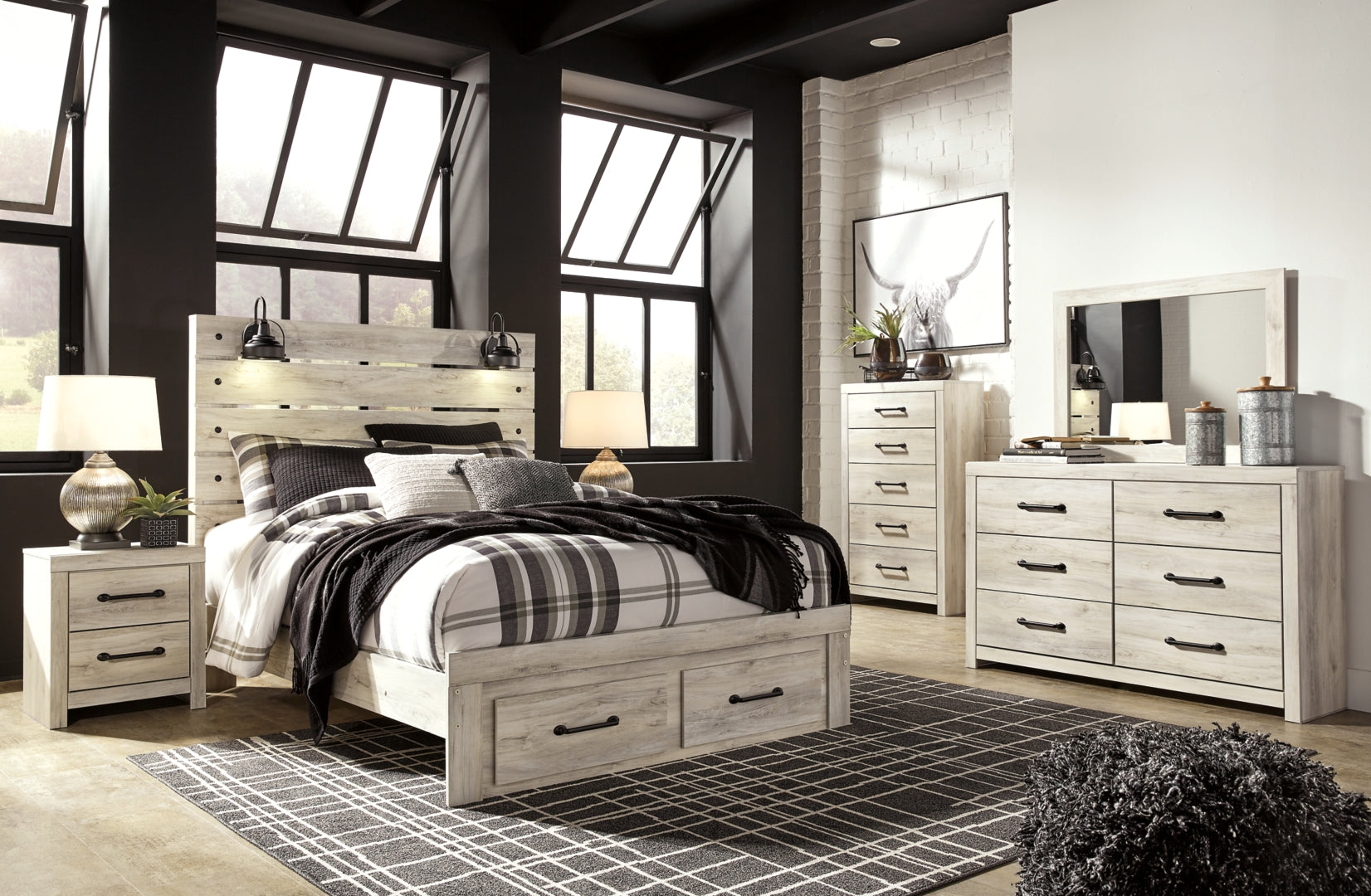 Cambeck Beige Panel Bedroom Set with Storage