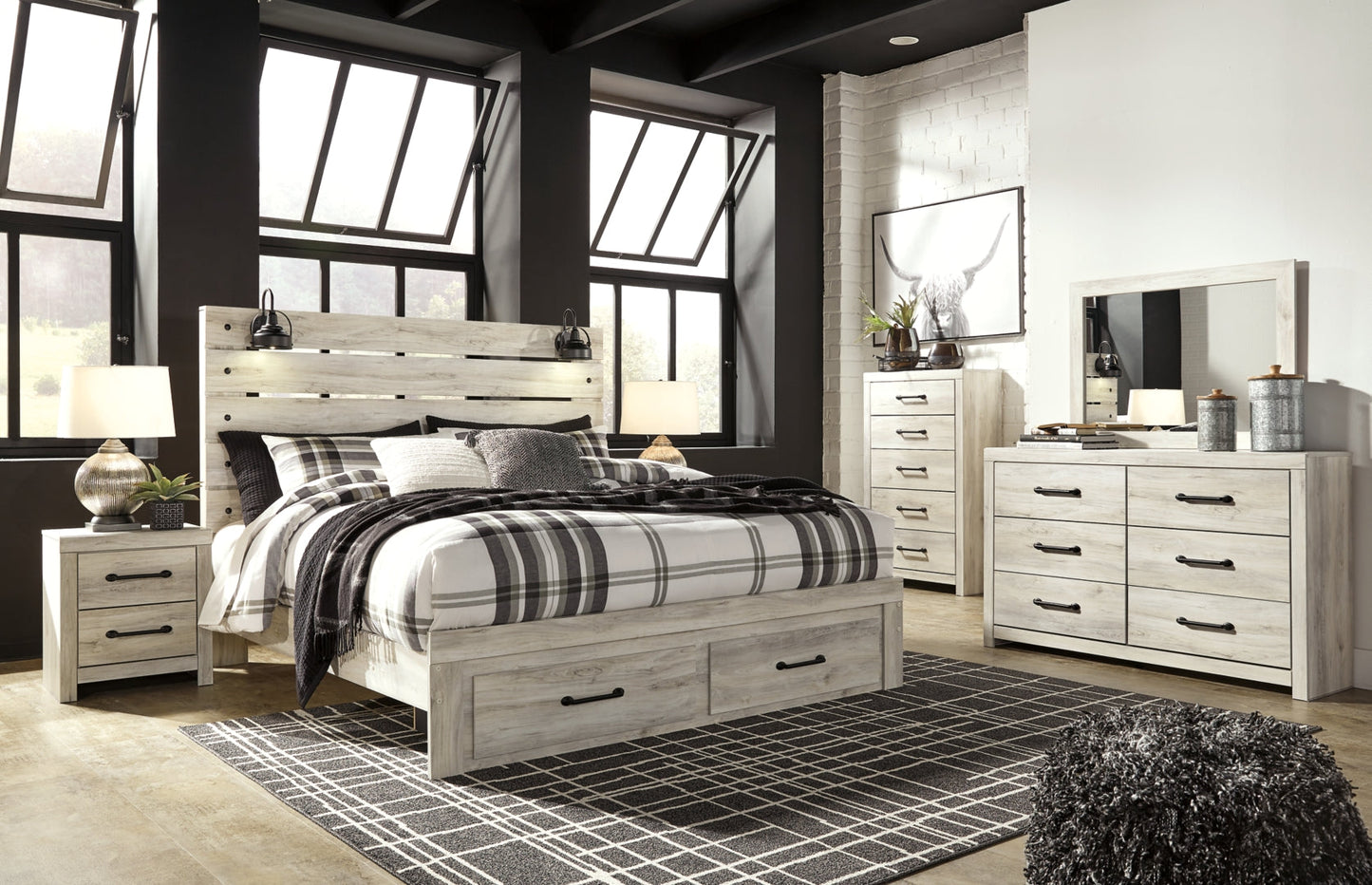 Cambeck Panel Bed with 2 Storage Drawers