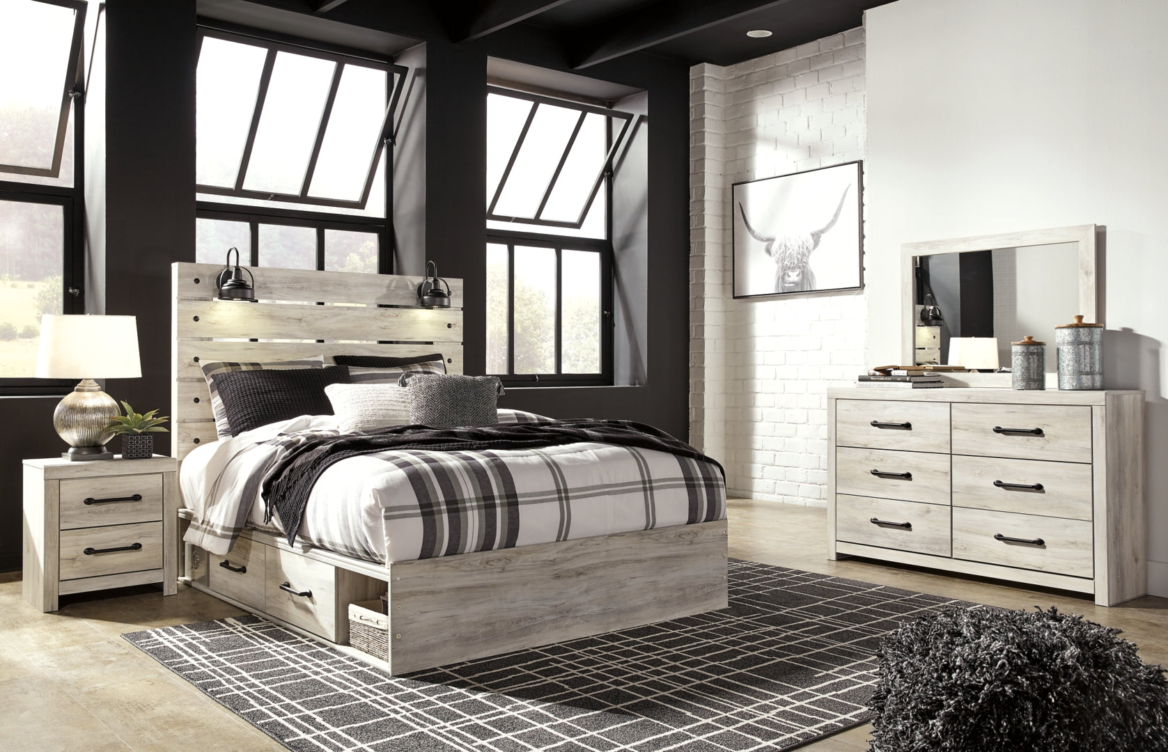 Cambeck Beige Panel Bedroom Set with Storage