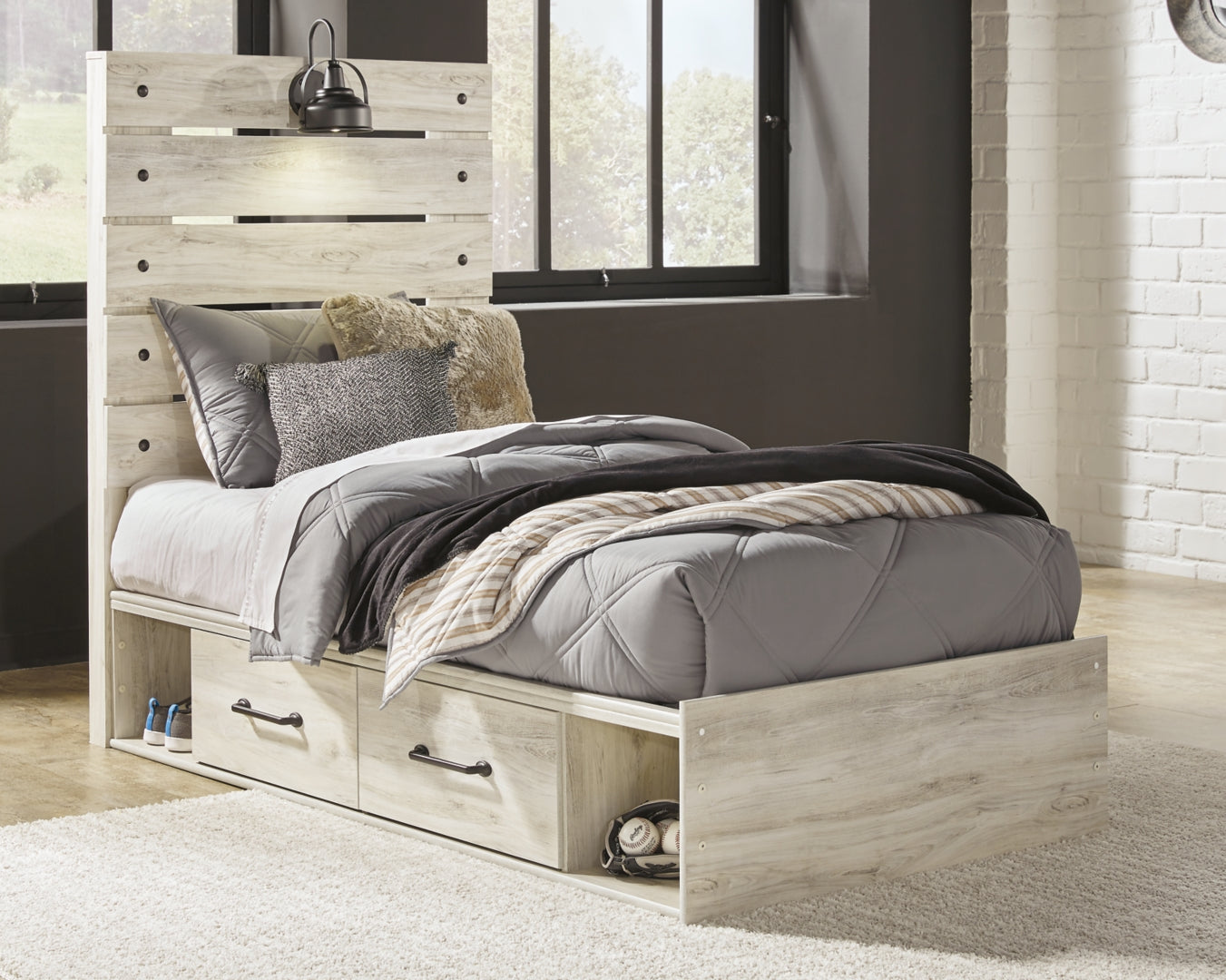 Cambeck Beige Panel Bedroom Set with Storage