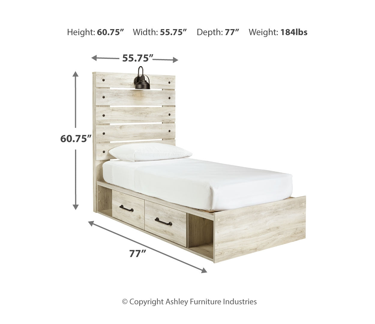 Cambeck Panel Bed with 2 Storage Drawers