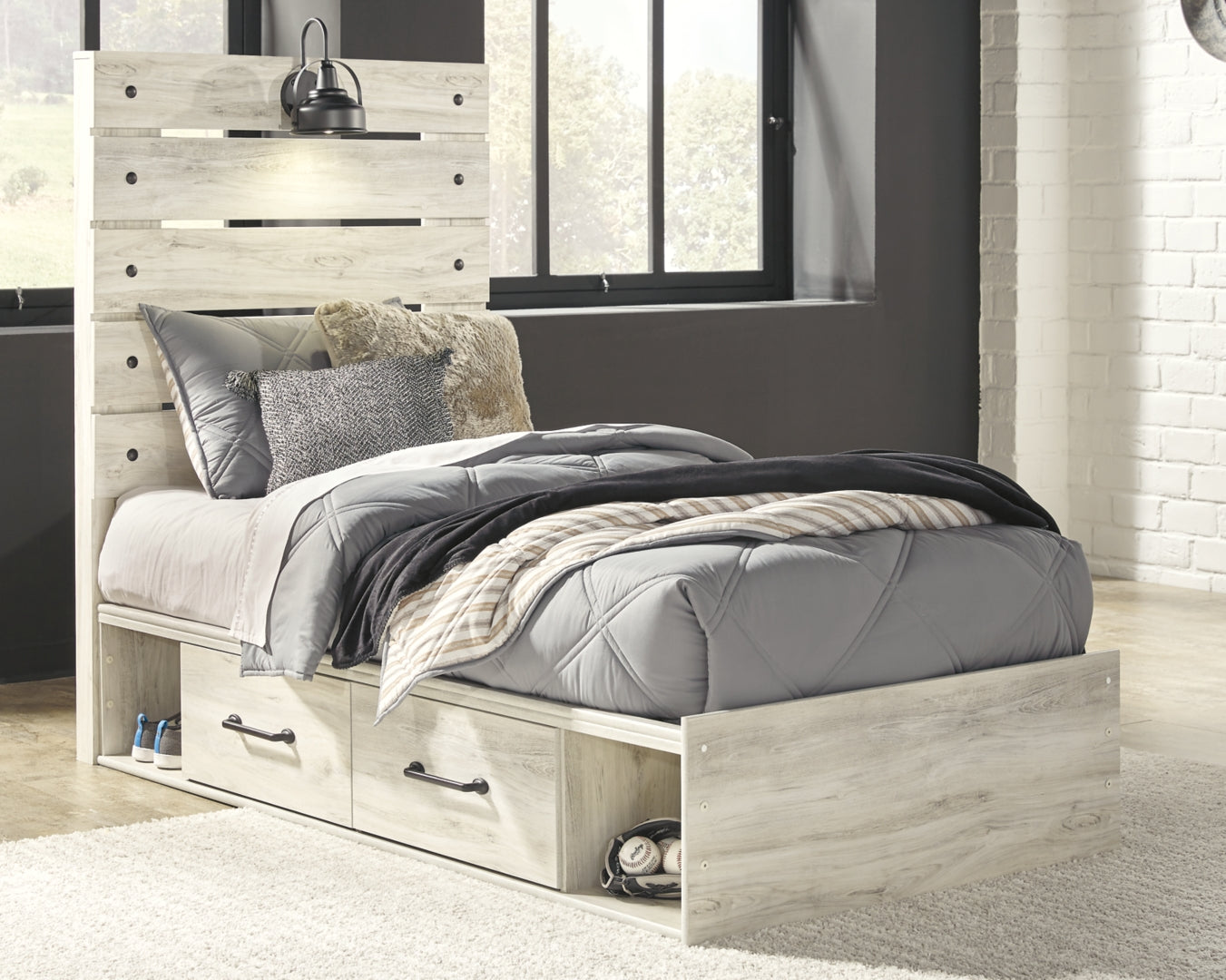 Cambeck Beige Panel Bedroom Set with Storage