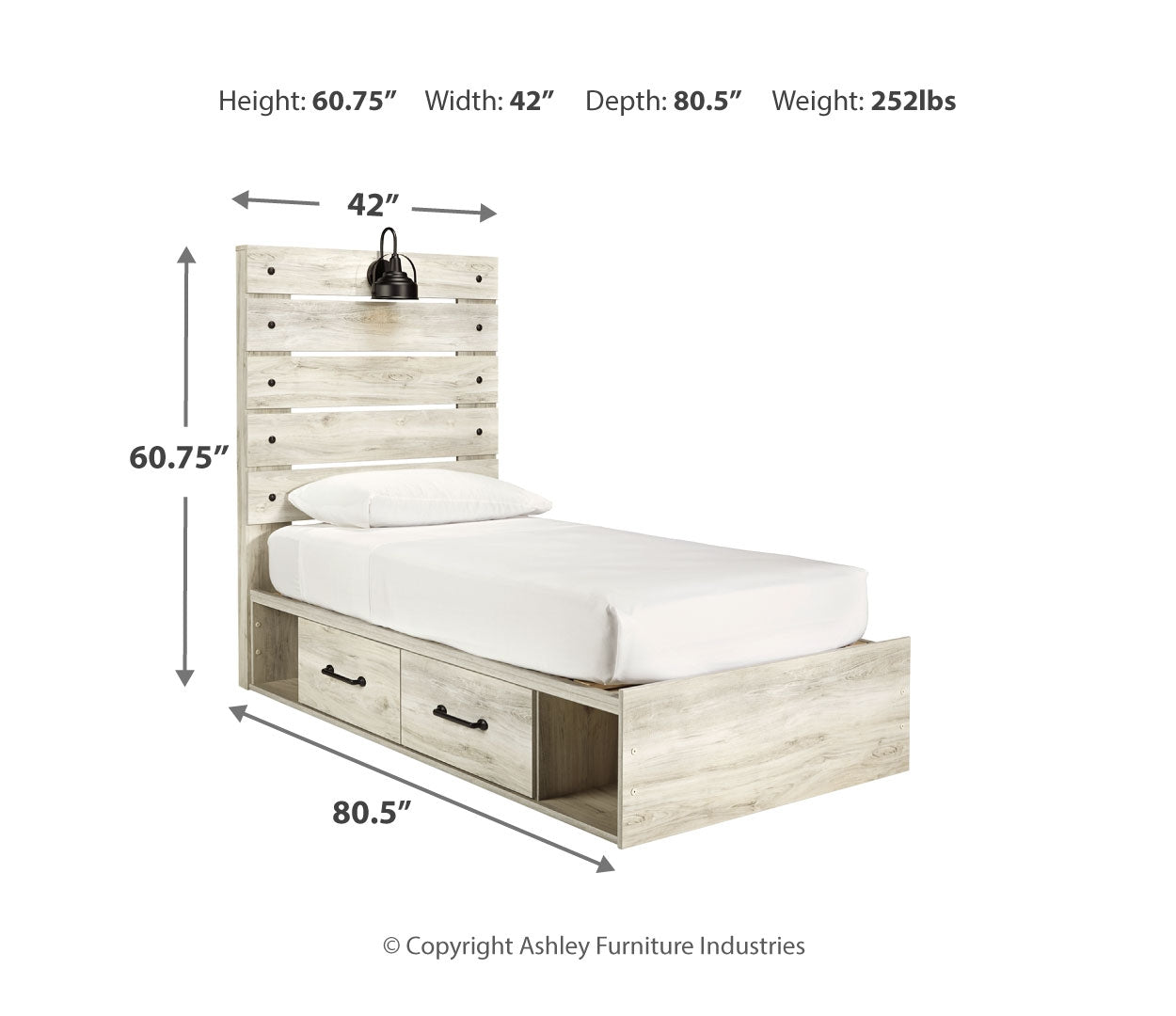 Cambeck Panel Bed with 2 Storage Drawers