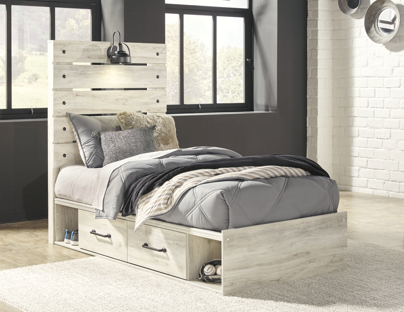 Cambeck Beige Panel Bedroom Set with Storage