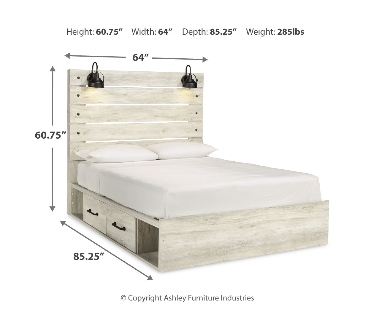 Cambeck Panel Bed with 2 Storage Drawers