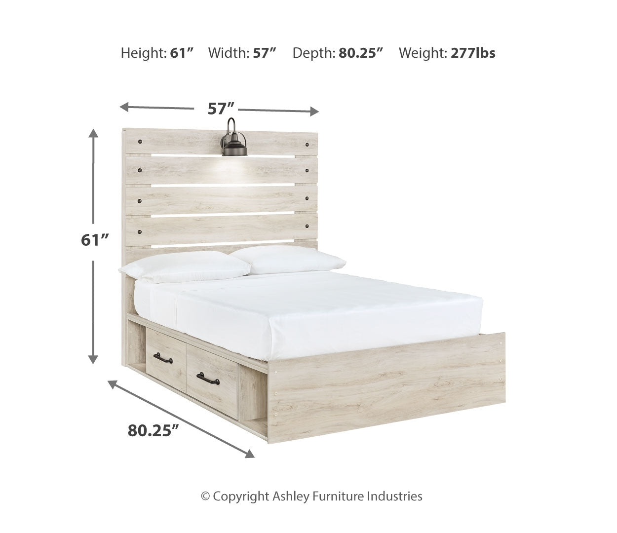 Cambeck Panel Bed with 2 Storage Drawers