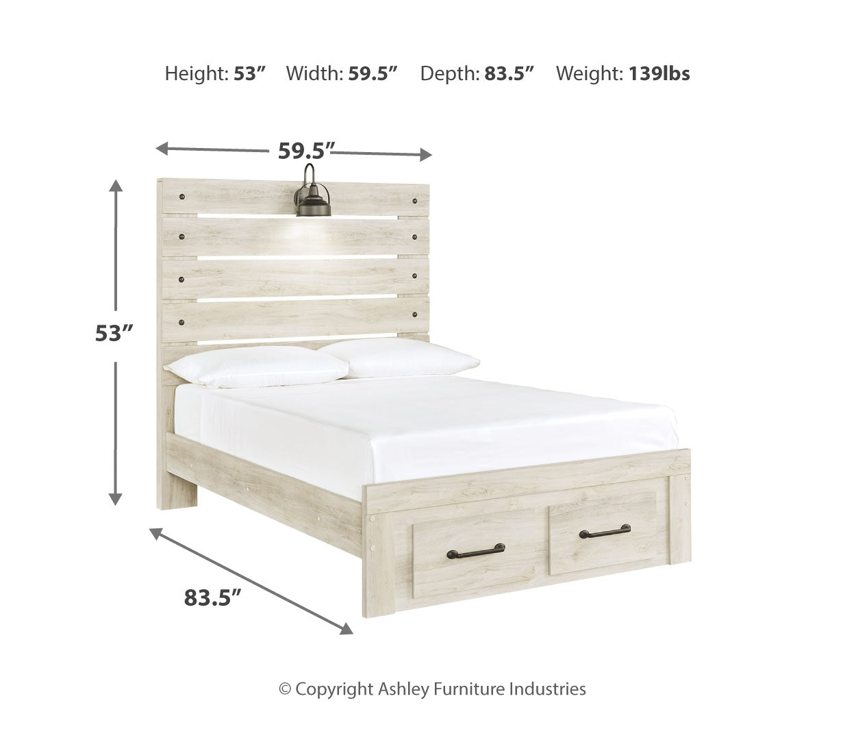 Cambeck Panel Bed with 2 Storage Drawers