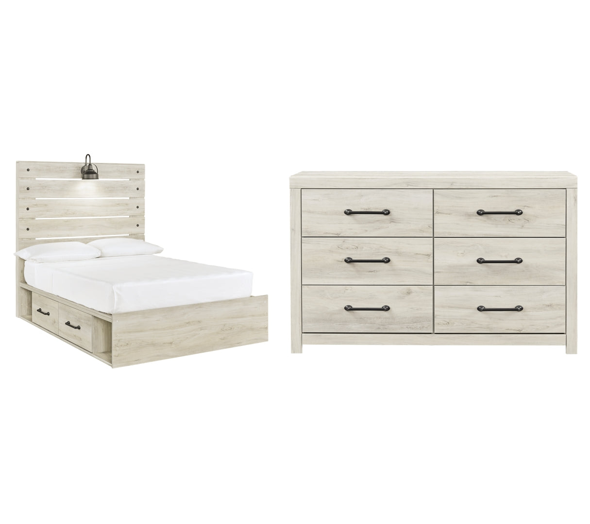 Cambeck Full Panel Bed with 2 Storage Drawers with Dresser I