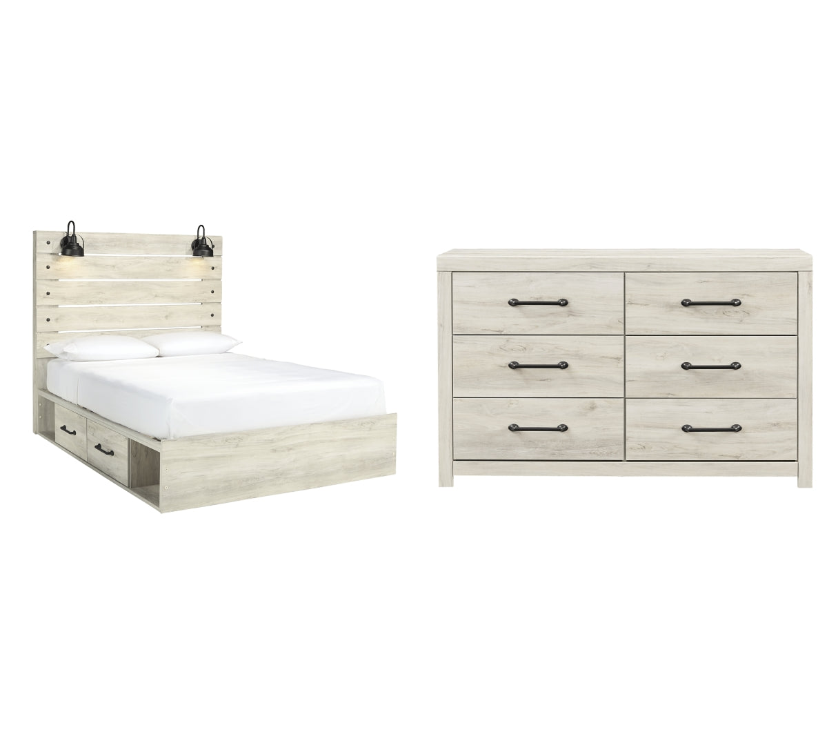 Cambeck Queen Panel Bed with 2 Storage Drawers with Dresser I