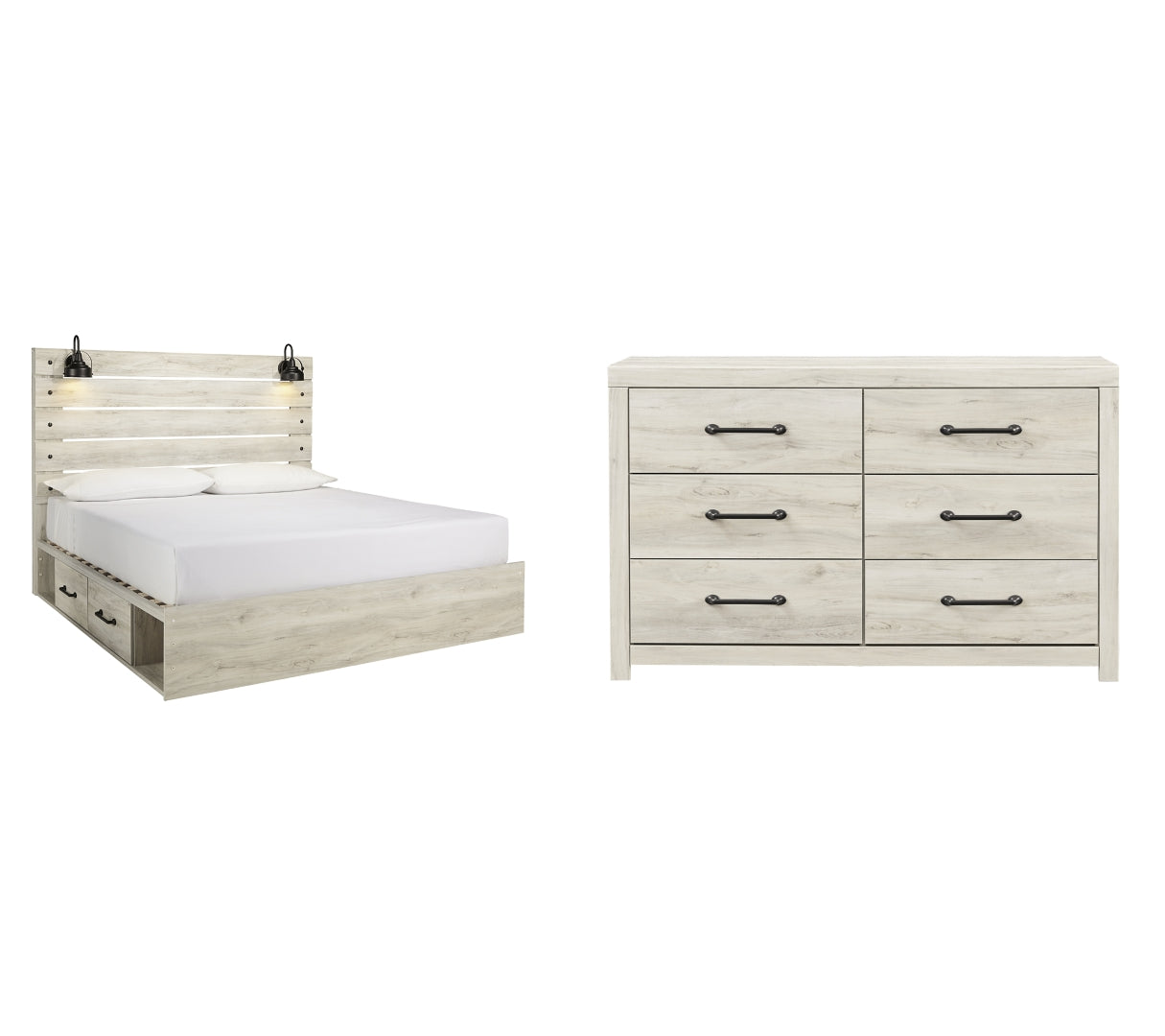 Cambeck King Panel Bed with 2 Storage Drawers with Dresser I