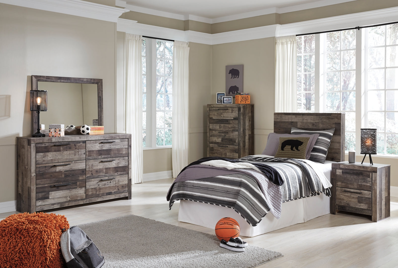 Derekson Brown Panel Bedroom Set with Storage