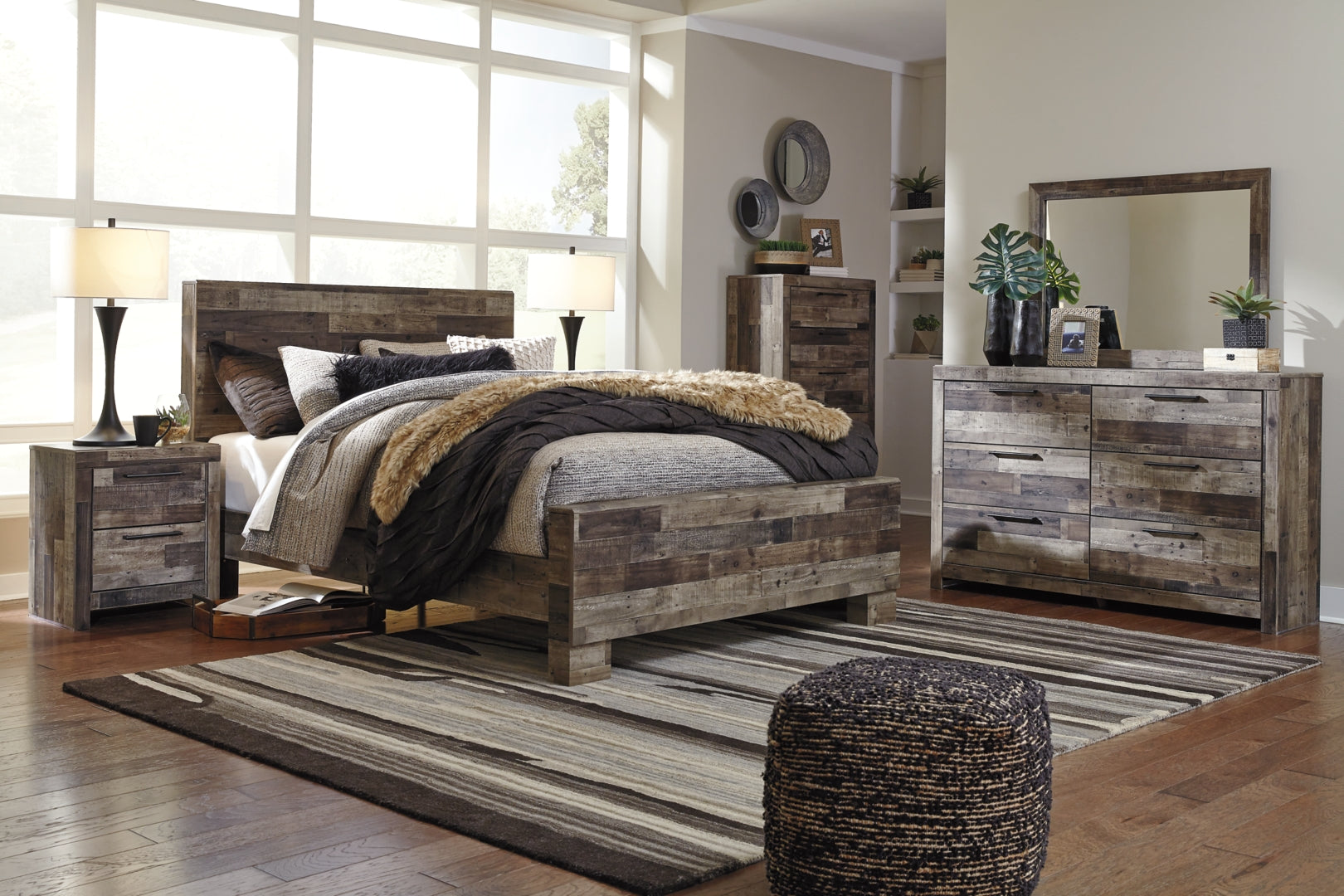 Derekson Brown Panel Bedroom Set with Storage