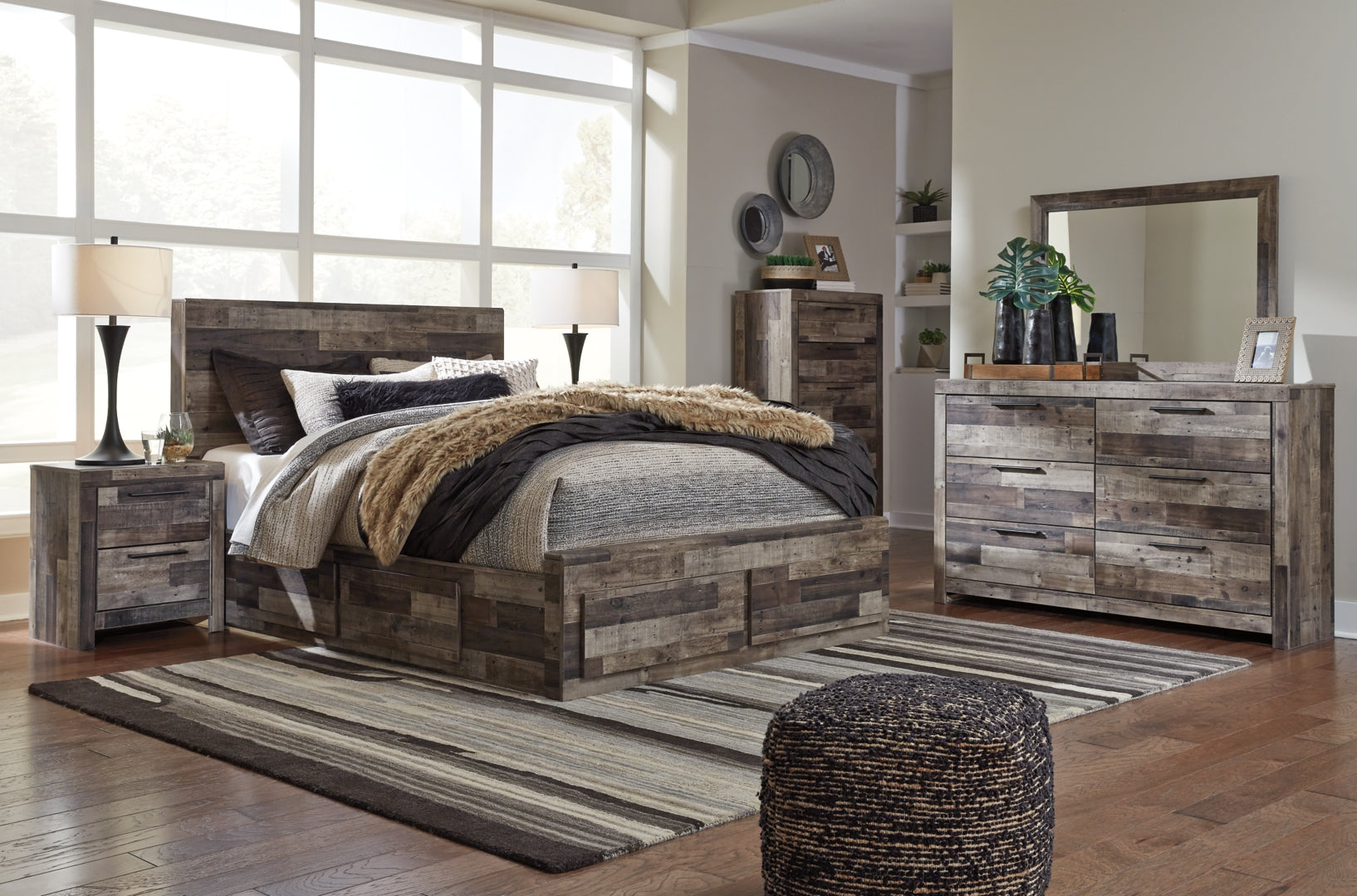 Derekson Brown Panel Bedroom Set with Storage