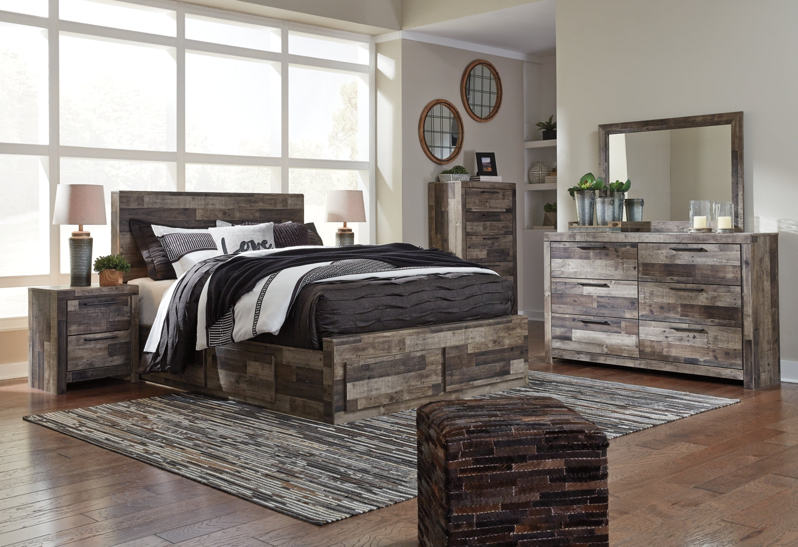 Derekson Brown Panel Bedroom Set with Storage