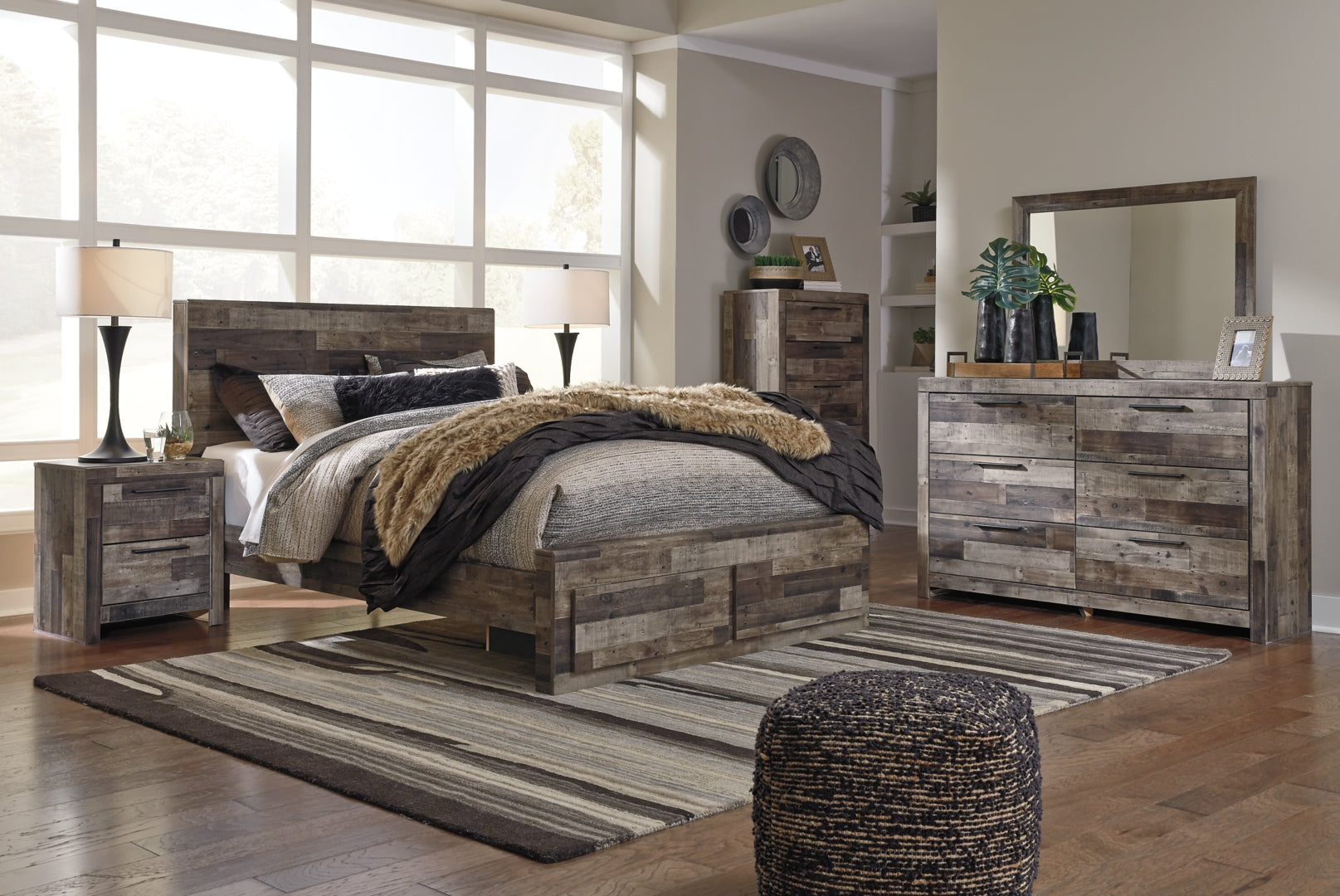 Derekson Brown Panel Bedroom Set with Storage