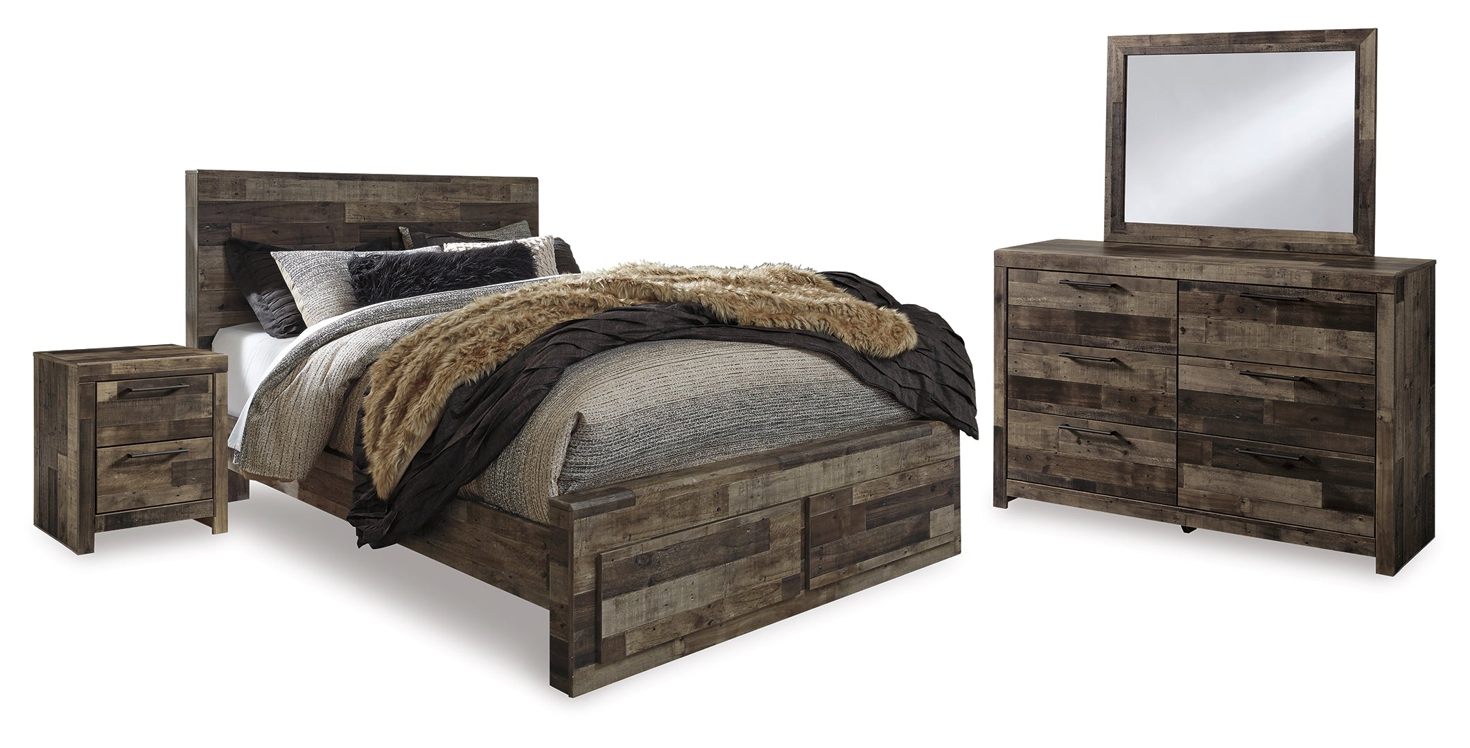 Derekson Brown Panel Bedroom Set with Storage