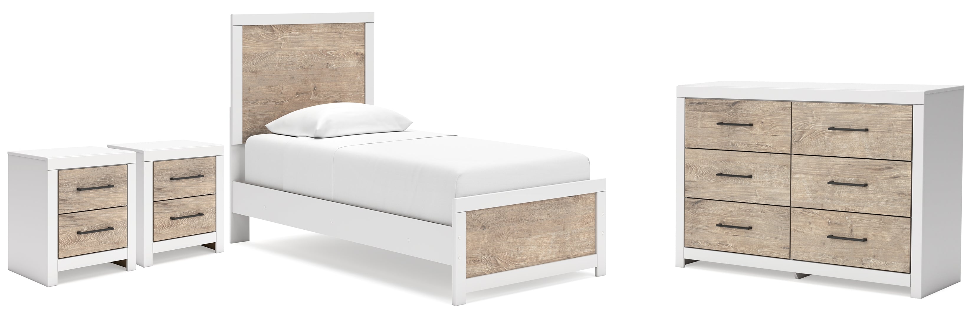 Charbitt Twin Panel Bed with Dresser and 2 Nightstands