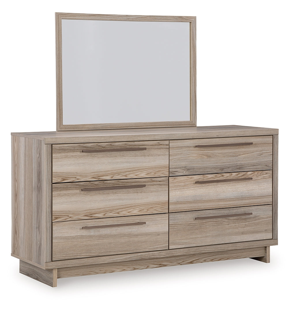 Hasbrick Queen Panel Bed with Mirrored Dresser, Chest and 2 Nightstands