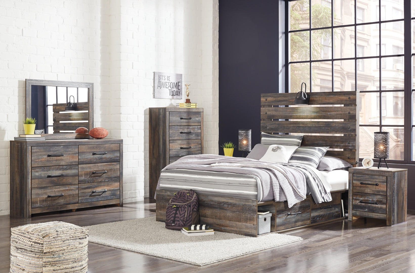 Drystan Full Bookcase Headboard Bed with Dresser