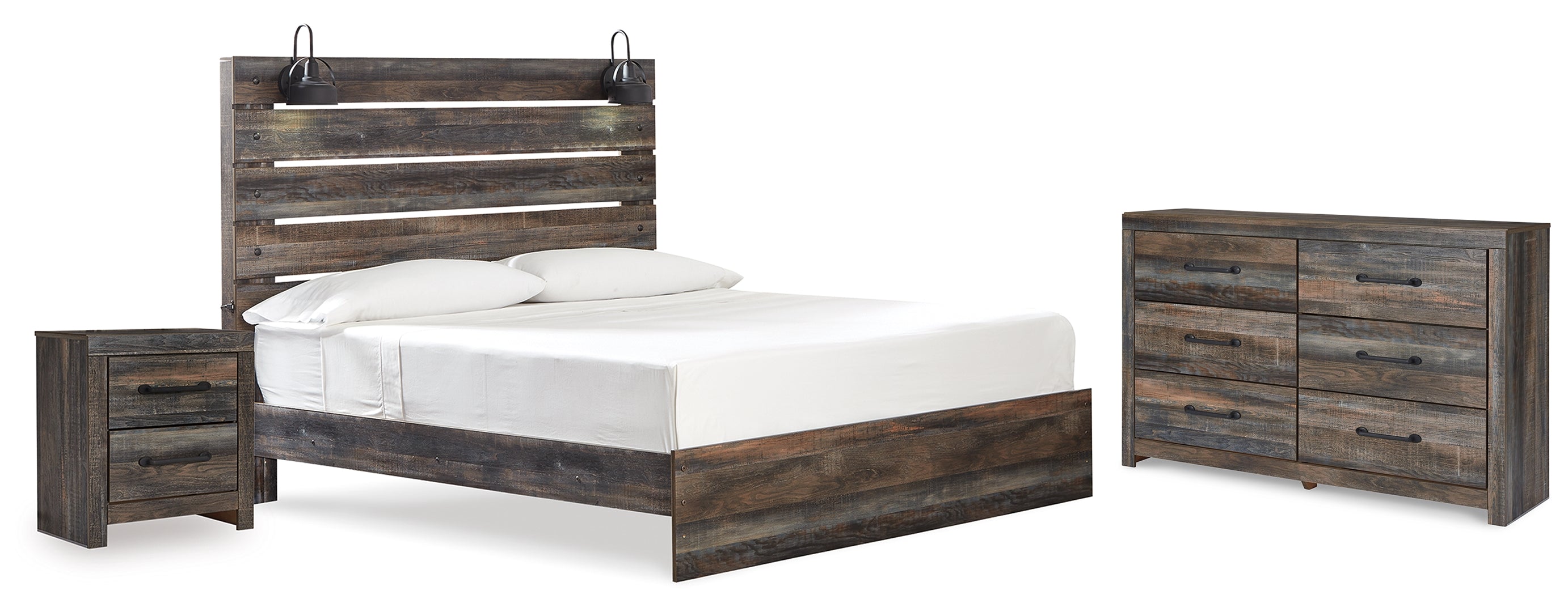 Drystan King Panel Bed with Dresser and Nightstand